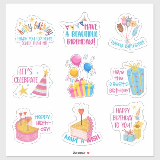 Stickers Joyeux anniversaire (Feuille)