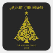 Stickers Joyeux Arbre de Noël noir (Devant)