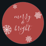 Stickers Joyeux & Bright Christmas Snowflakes<br><div class="desc">Design de Noël simple de Snowflakes Joyeux & Lumineux dans les couleurs rouge et blanc.</div>