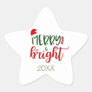 Stickers Joyeux et brillant sur White Holiday