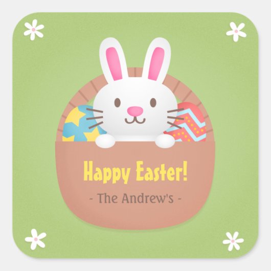 Stickers Joyeux lapin de Pâques et Oeufs de décora (Devant)