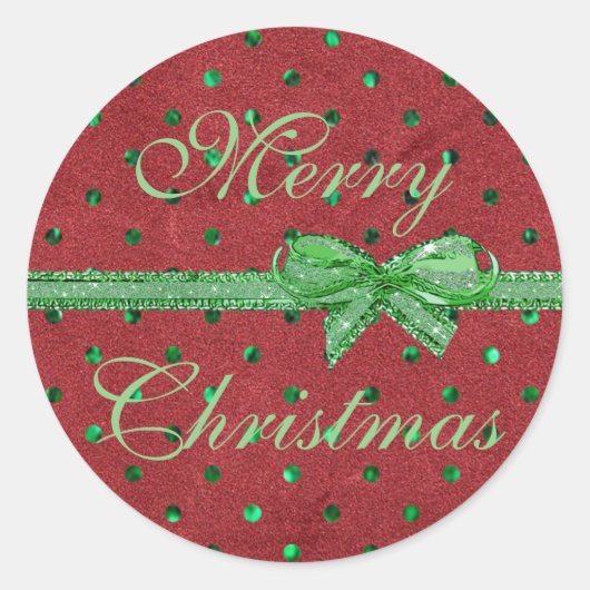 Stickers Joyeux Noël Rouge Velvet Vert Bow (Devant)