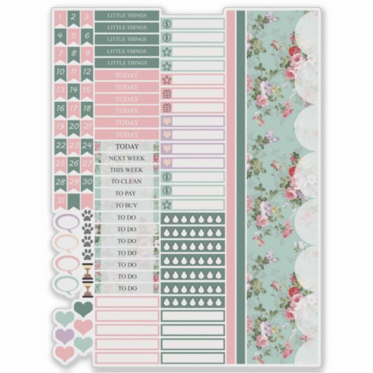 Stickers Joyeux Planner Fleurs Roses (Devant)