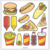 Stickers Junk Food Icon Set (Feuille)