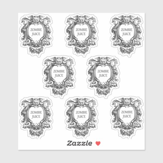 Stickers Jus Zombie Halloween 1,5 po x 2 po (Feuille)