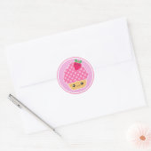 Stickers Kawaii Cupcake aux fraises roses (Enveloppe)