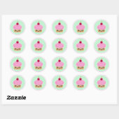 Stickers Kawaii Cupcake Cerise Rose (Feuille)