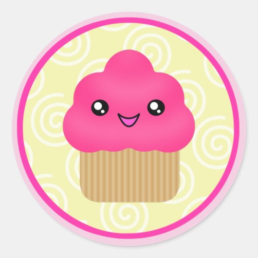 Stickers Kawaii Cupcake rose (Devant)