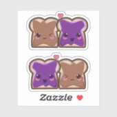 Stickers Kawaii de Beurre d'arachide et de gelée B (Feuille)