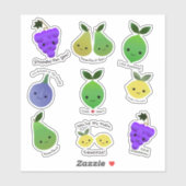 Stickers Kawaii Fruit Puns mignonnes et amusantes (Feuille)