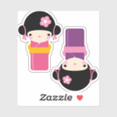 Stickers Kawaii Kimono Doll (Feuille)