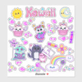 Stickers Kawaii Locker et Ordinateur Portable Cute (Feuille)
