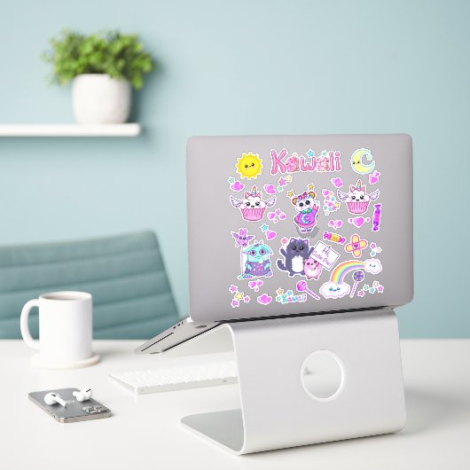 Stickers Kawaii Locker et Ordinateur Portable Cute (Ordinateur portable sur le bureau)