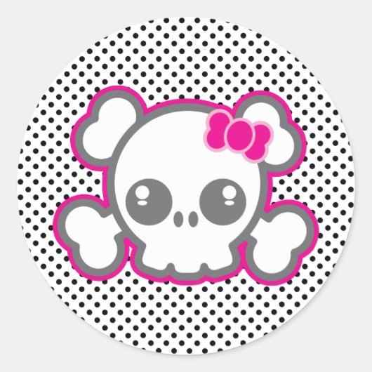 Stickers Kawaii Pink Ribbon Skull (Devant)