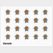 Stickers Kawaii Star Red Dachshund (Feuille)