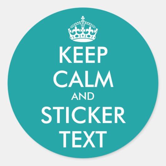 Stickers KeepCalm rond Turquoise | personnalisable (Devant)