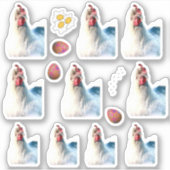 Stickers Kiss-Cut au poulet blanc mignon (Devant)