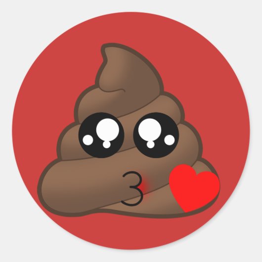 Stickers Kissy Face Love Poop Emoji (rouge) (Devant)