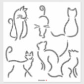 Stickers Kitty Cat Outline (Feuille)