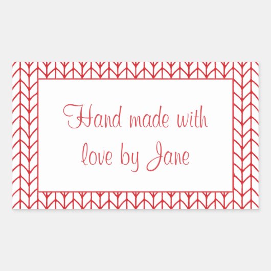 Stickers KNIT DE LIGNE ROUGE Rectangle "Mains Made (Devant)