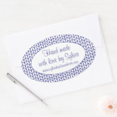 Stickers KNIT EN LIGNE BLEUE Ovale "Fabriqué main" (Enveloppe)
