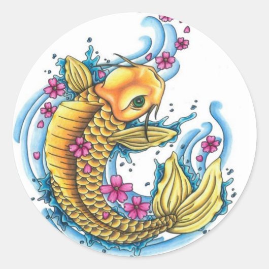 Stickers Koi avec fleurs de cerisiers (Devant)