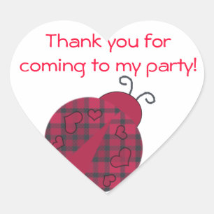Stickers Ladybug Merci en forme de coeur Ladybug
