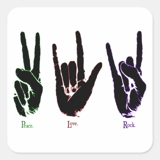 Stickers Langue des Signes Rock Peace Love (Devant)