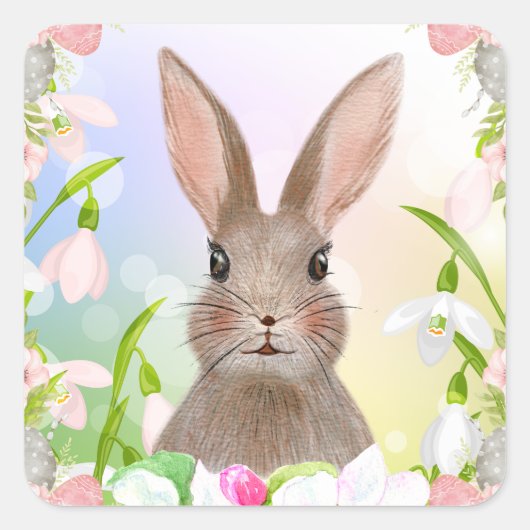 Stickers Lapin Lapin Cute Spring Aquarelle (Devant)