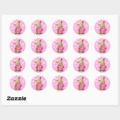Stickers Lapin Rose et Polka Blanc (Feuille)