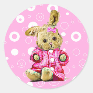 Stickers Lapin Rose et Polka Blanc