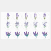 stickers lavande aquarelle fleurs herbes bouquet (Feuille)