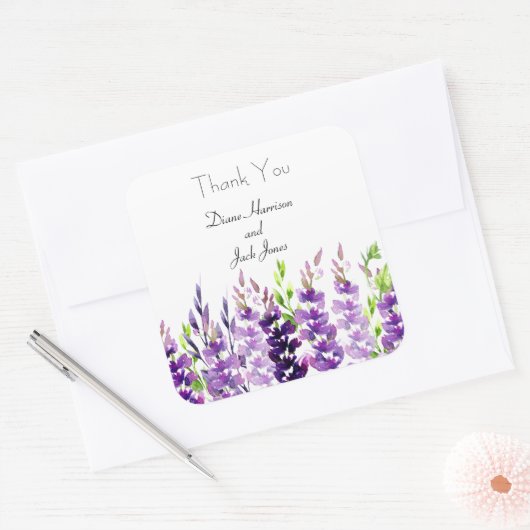 Stickers Lavande Mariage d'aquarelle violet (Enveloppe)