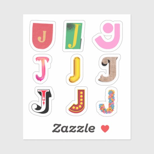 Stickers Lettre J (Feuille)