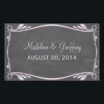 Stickers Lilac Flourish Chalkboard Mariage<br><div class="desc">Stickers de mariage Flourish Chalkboard élégant et tendance,  avec un look arrière - plan de tableau noir et une bordure en violet tourbillon et feuille art déco chic. Facile à customiser,  il suffit d'ajouter les détails de votre mariage. Cliquez sur "Customiser" pour trouver d'autres options de personnalisation.</div>