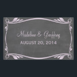 Stickers Lilac Flourish Chalkboard Mariage<br><div class="desc">Stickers de mariage Flourish Chalkboard élégant et tendance,  avec un look arrière - plan de tableau noir et une bordure en violet tourbillon et feuille art déco chic. Facile à customiser,  il suffit d'ajouter les détails de votre mariage. Cliquez sur "Customiser" pour trouver d'autres options de personnalisation.</div>
