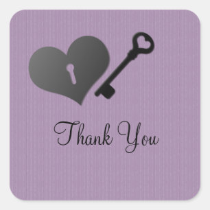 Stickers Lilac Heart Lock et Key Merci