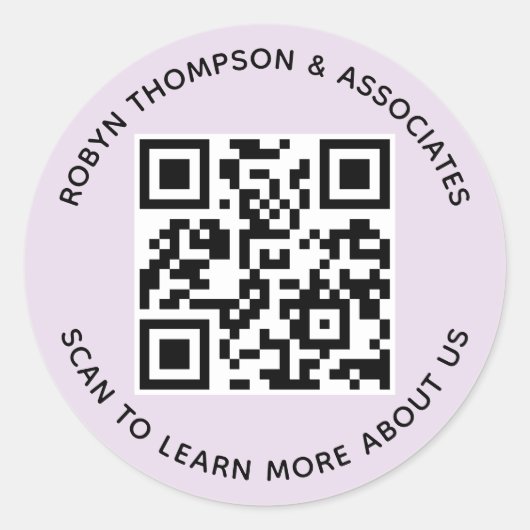 Stickers Lilac Purple QR Code Round Custom Company (Devant)