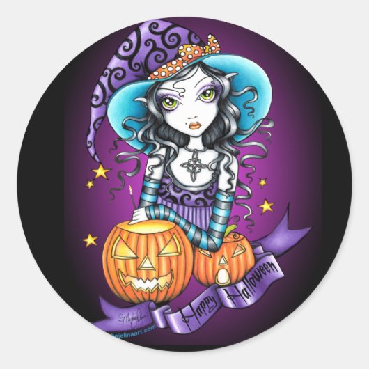 Stickers "Lisa" Halloween Citrouille sorcier (Devant)