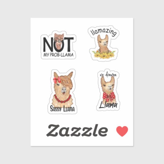 Stickers Llama mignonette (Feuille)