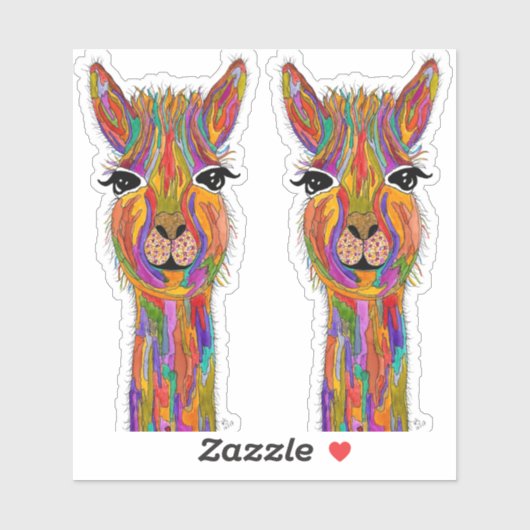 Stickers Llama Vinyl mignonne et colorée (Feuille)
