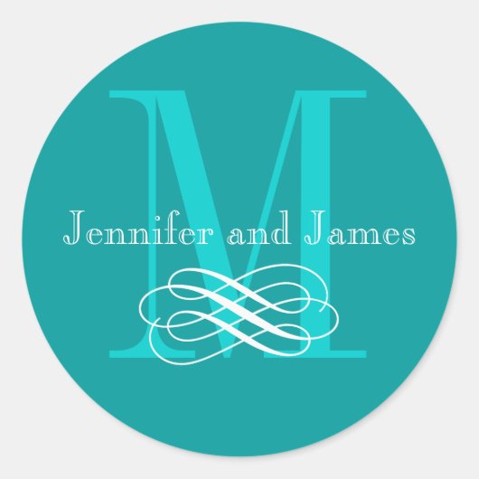 Stickers Logo Mariage Monogramme Turquoise (Devant)