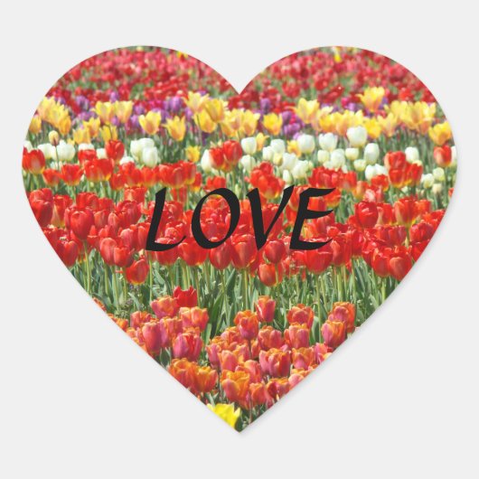 stickers LOVE en forme de coeur Tulipes rouges Fle (Devant)