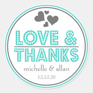 Stickers Love & Thanks Favor (Turquoise / Grey)