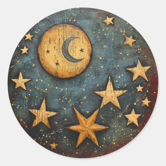 Stickers Lune céleste et étoiles (Devant)