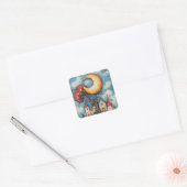 Stickers Lune Whimsical et ville (Enveloppe)