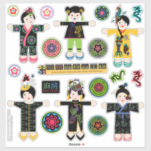 Stickers Mah Jongg Dolls
