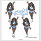 Stickers Majorette / Danseuse Blanc & Bleu clair (Feuille)