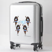 Stickers Majorette / Danseuse Blanc & Bleu clair (Sur valise)