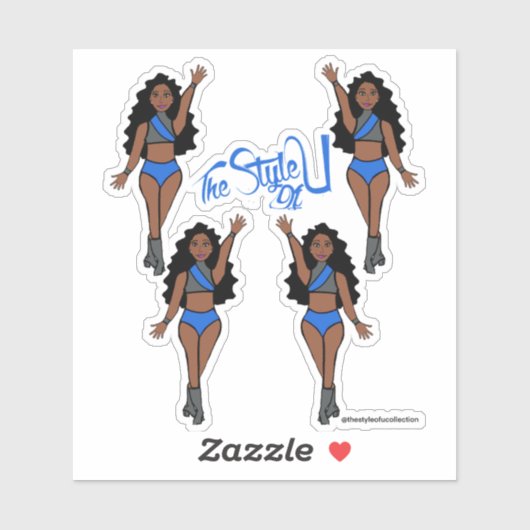 Stickers Majorette / Danseuse Bleu & Gris (Feuille)